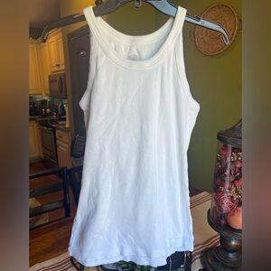 Nike White Ribbed Logo Tank